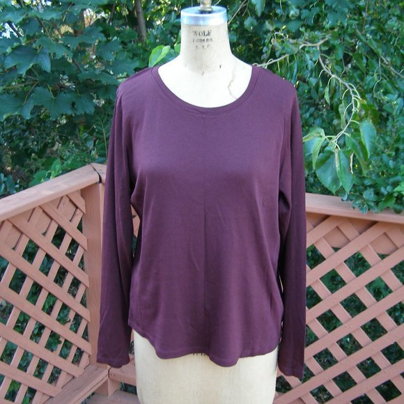 NEW size XL 10-12 Eddie Bauer Wine/Burgundy color Ladies long sleeve tee - Picture 1 of 8